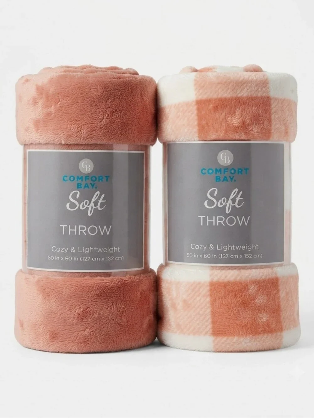 NWT Comfort Bay Soft Throw Blanket Bundle - Set of 2 (Pink)